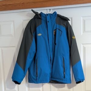 Vibrant Blue and Gray Kids Puffer Jacket